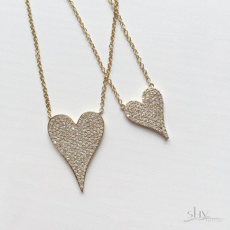 Shy Creation: Diamond Pavé Heart Necklace in 14k Rose Gold image number null
