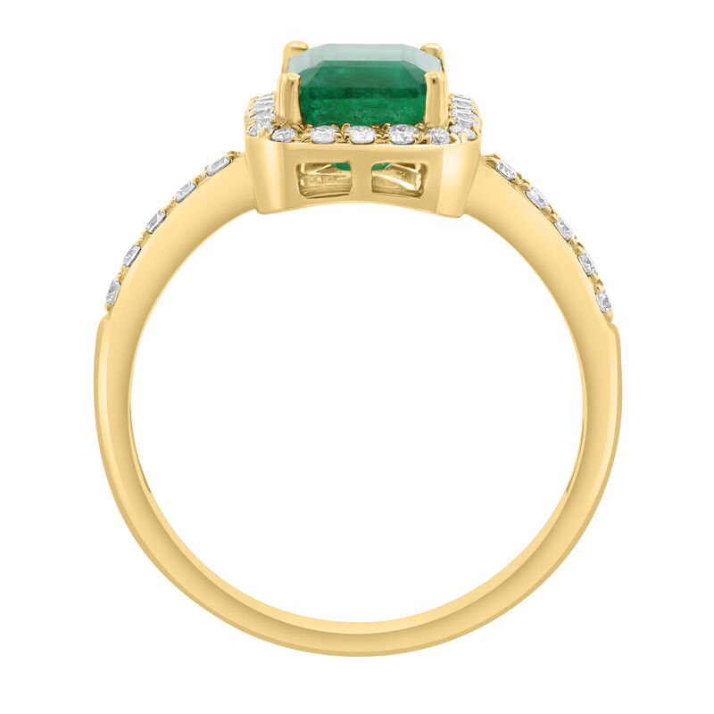EFFY Emerald & Diamond Halo Ring in 14k Yellow Gold image number null