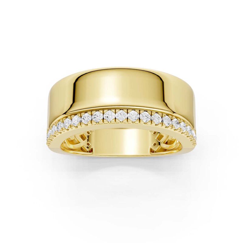 Lab Grown Diamond 1/4ctw. Wide Band Wedding Ring with Diamond Accents in 14k Yellow Gold image number null