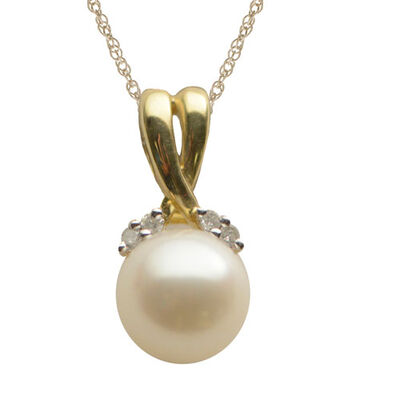 Round Imperial Pearl 7.5-8mm Pearl Pendant in 10k Yellow Gold 