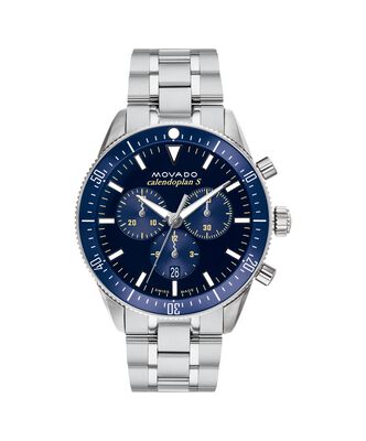 Movado Heritage Calendoplan Chronograph Watch Blue Dial 3650124