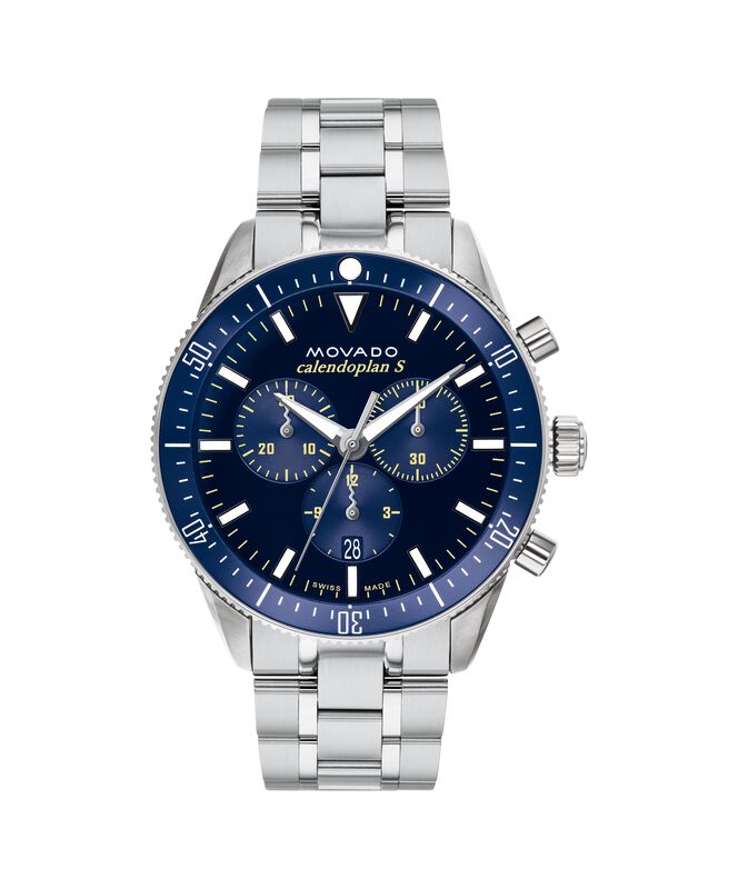 Movado Heritage Calendoplan Chronograph Watch Blue Dial 3650124 image number null