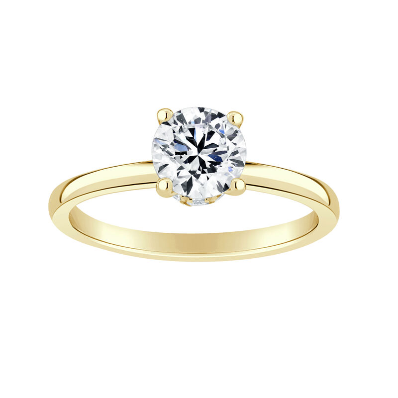 Brilliant-Cut Lab Grown 1ct. EF VS Diamond Ribbon Halo Solitaire Engagement Ring in 14k Yellow Gold image number null