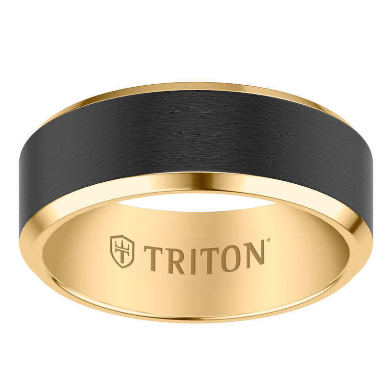 Black and Yellow Accented Tungsten Band (8mm) image number null