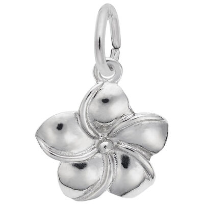 Plumiera Flower Charm in Sterling Silver
