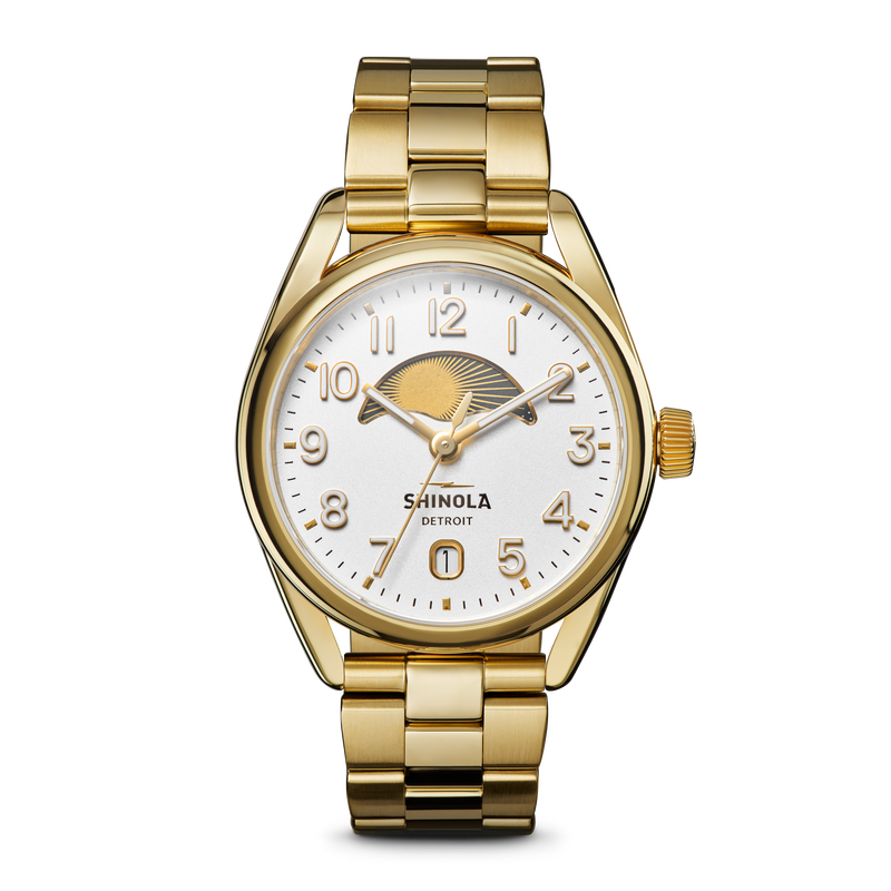 Shinola Ladies' Derby Day-Night White Dial Yellow PVD 38mm Watch S0120275531 image number null