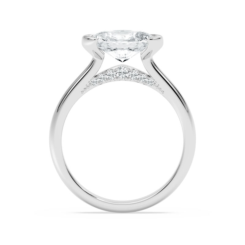 Oval Lab Grown Diamond 2ctw. East West Diamond Bridge Solitaire Engagement Ring in 14k White Gold image number null