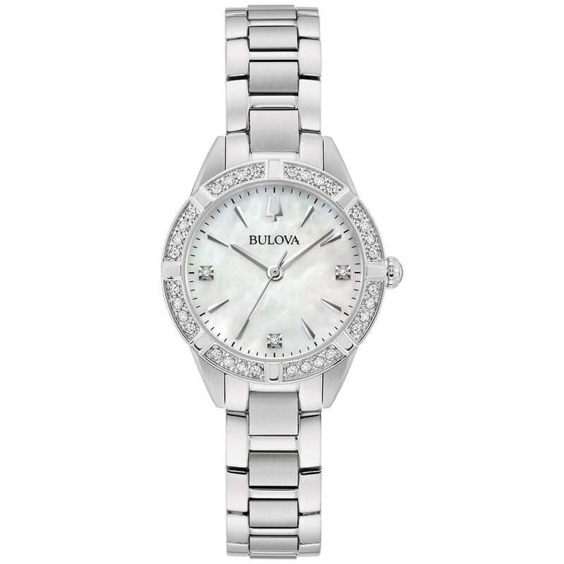 Bulova Ladies Stainless Steel Sutton Diamond Watch 96R253 image number null