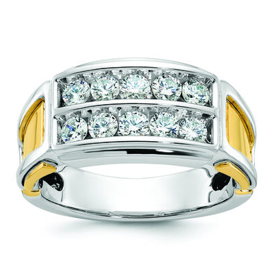 Men's 1ctw. Diamond & 14k Two Tone Gold Wedding Ring