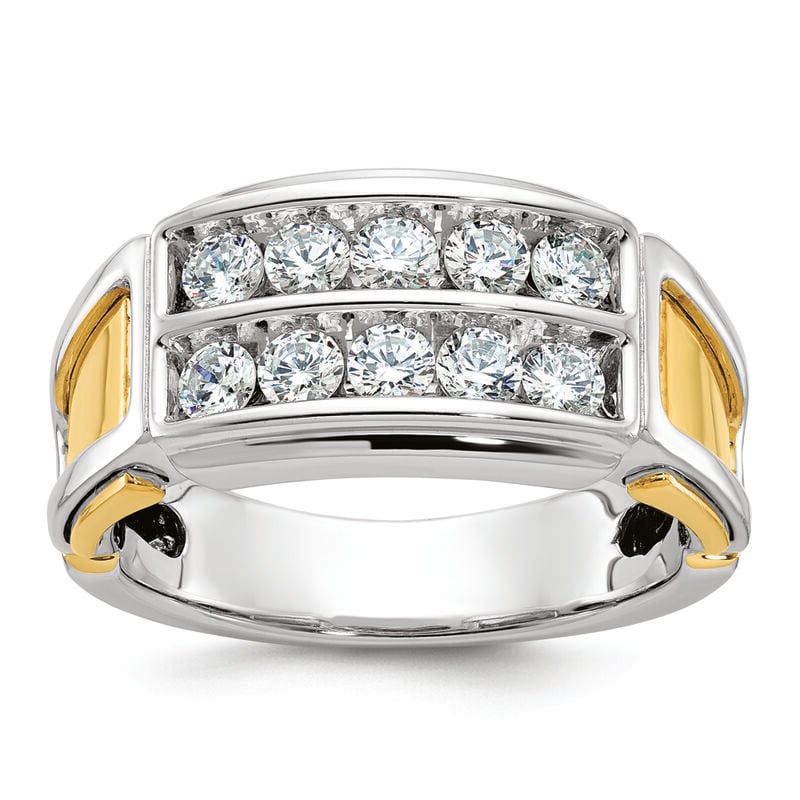 Men's 1ctw. Diamond & 14k Two Tone Gold Wedding Ring image number null