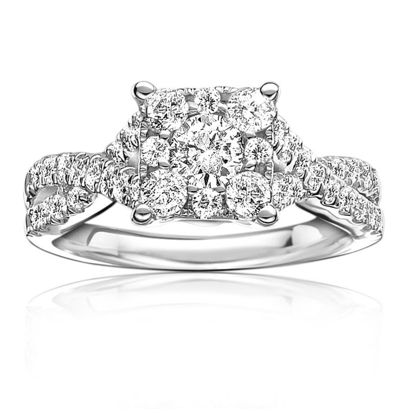 Serie Brilliant-Cut Square Twist Engagement Ring 1ct. T.W. image number null