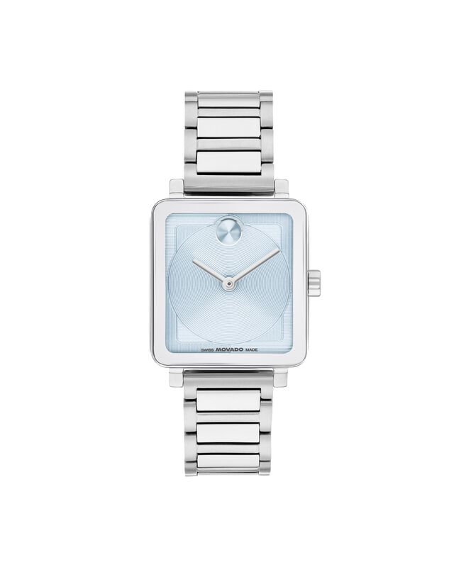 Movado Ladies' Evolution 2.0 Square Blue Textured Dial Stainless Steel Bracelet 28x26mm Watch 3601164 image number null