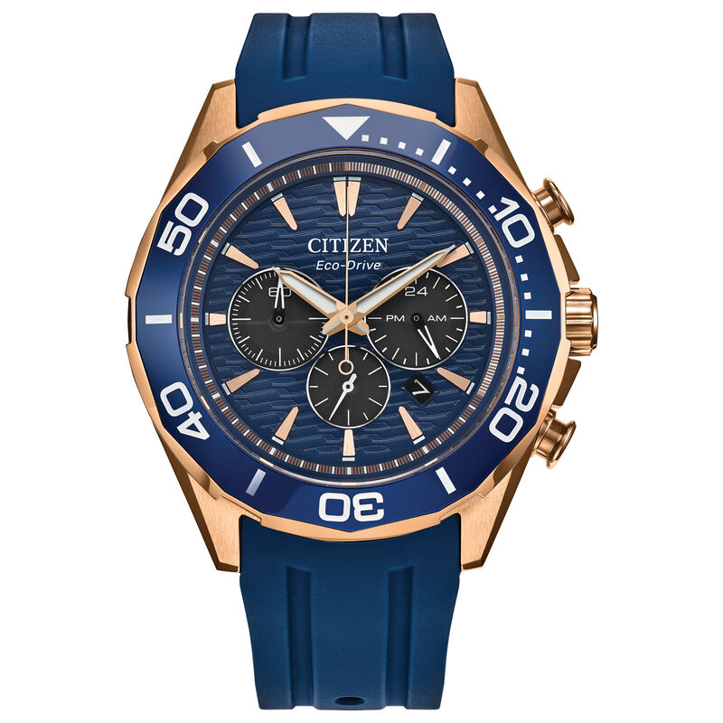 Citizen Endeavor Chronograph Blue Dial Rose Gold Tone CA4733-00L image number null