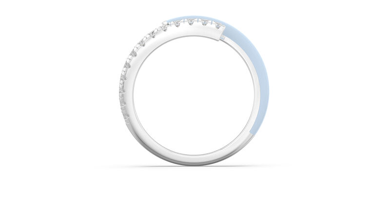 Brilliant-Cut Lab Grown Diamond Light Blue Ceramic Bypass Ring in Sterling Silver image number null