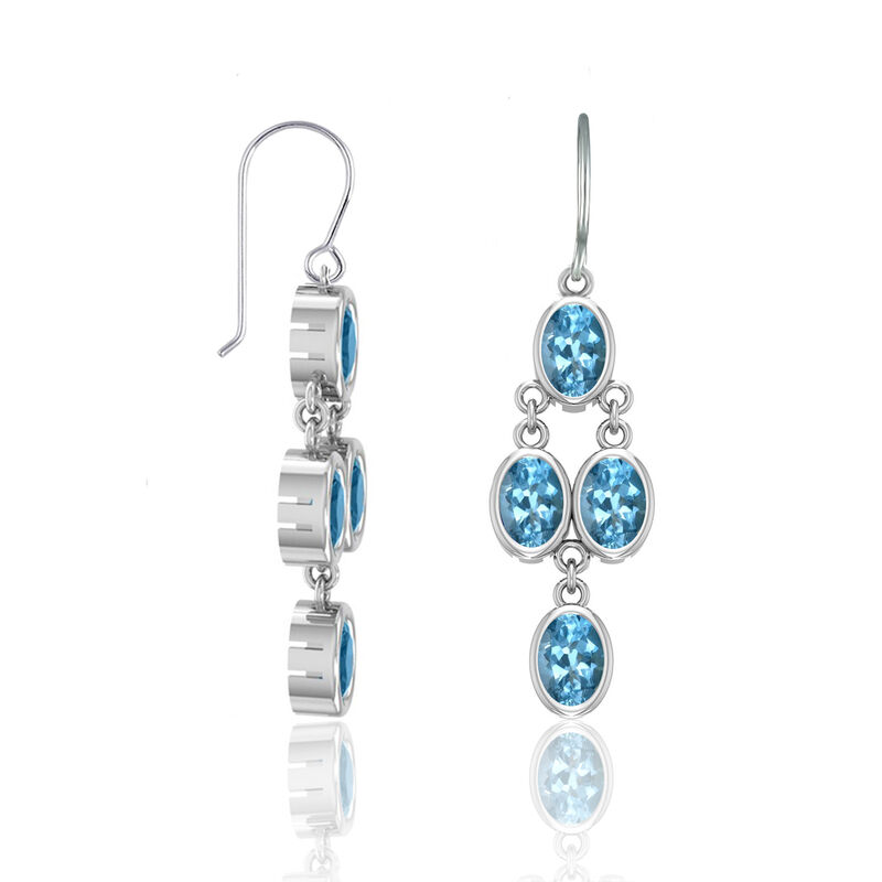 Oval Blue Topaz Chandelier Earrings in Sterling Silver image number null
