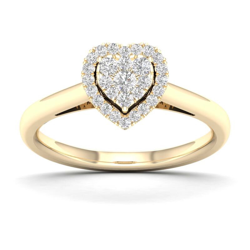 Diamond 1/4ctw. Heart Shape Cluster Promise Ring in 10k Yellow Gold image number null