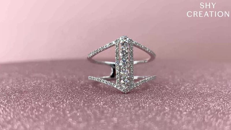 Shy Creation Open Bar Diamond Fashion Ring in 14k White Gold SC55005463 image number null