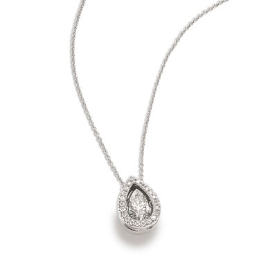 Pear-Shaped Lab Grown .62ctw. Beats of Love Pendant in 14k White Gold