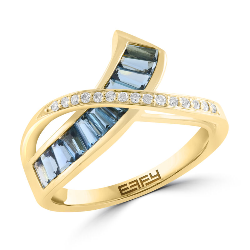 EFFY Blue Topaz & Diamond Ring in 14k Yellow Gold image number null