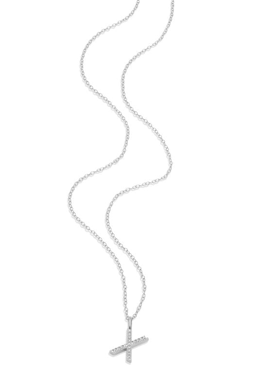 Lab Grown Diamond Letter X Initial Pendant Necklace in Sterling Silver image number null