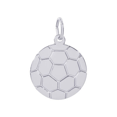 Flat Soccer Ball Charm in Sterling Silver