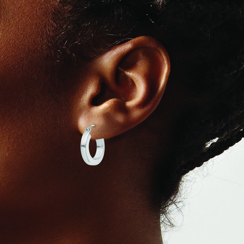 Square 3 by 30mm Tube Hoop Earrings in Sterling Silver image number null