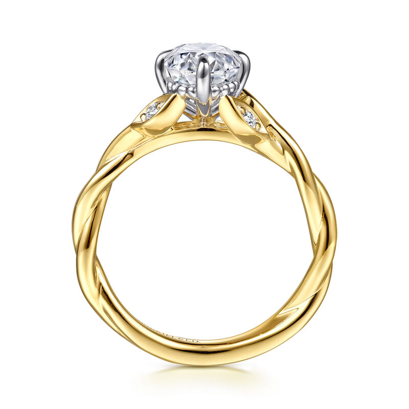 Gabriel & Co. "Daija" Leaf Twist Shank 14k Yellow Gold Diamond Ring Setting ER16917O6M44JJ image number null