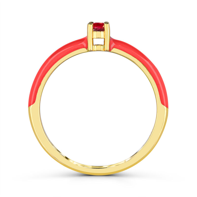 Brilliant-Cut Garnet Enamel Ring in 14k Yellow Gold Plated Sterling Silver image number null