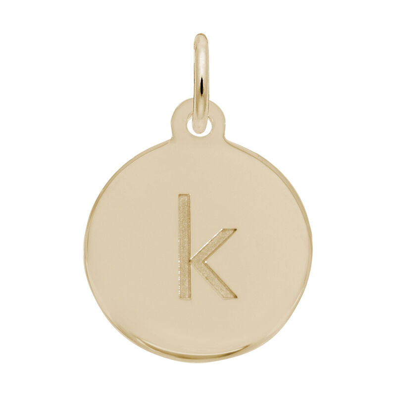 Lower Case Block K Initial Charm in Gold Plated Sterling Silver image number null