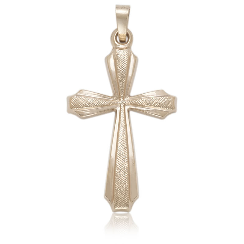 Yellow Gold Satin Polished Cross 14K image number null