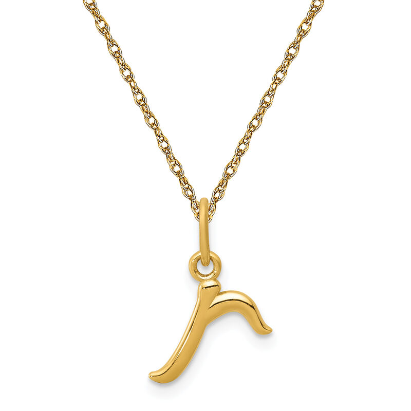 Script R Initial Necklace in 14k Yellow Gold image number null