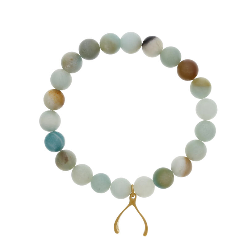 "And So The Adventure Begins" Amazonite Bracelet in Gold Plate image number null