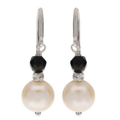 Imperial Pearl Black Onyx & Freshwater Pearl Dangle Earrings