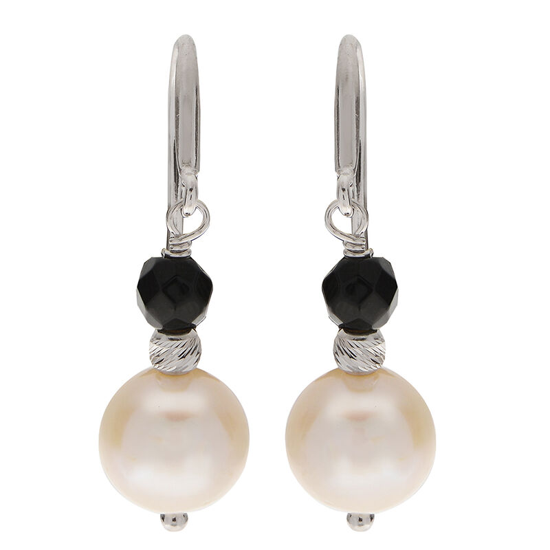 Imperial Pearl Black Onyx with Freshwater Pearl Drop Earrings image number null