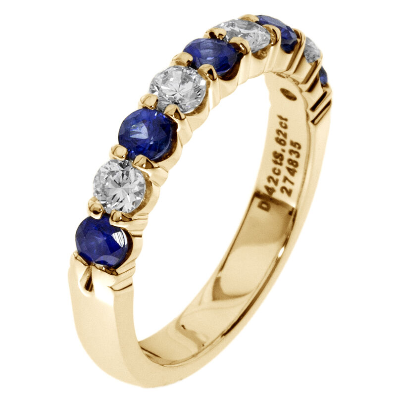 Diamond & Sapphire Prong Set 0.55ctw. Band in 14k Yellow Gold image number null