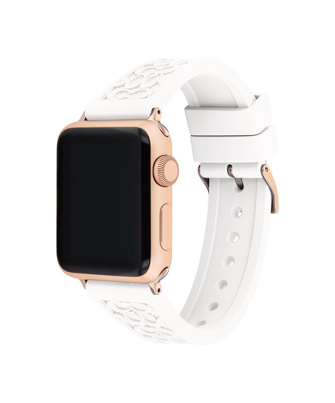 Coach Ladies' White Rubber Apple Watch Strap 14700041 image number null