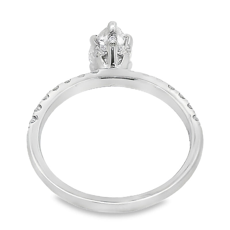Pear-Shaped 1 3/8ctw. Diamond Hidden Halo Classic Shank Engagement Ring in 14k White Gold image number null