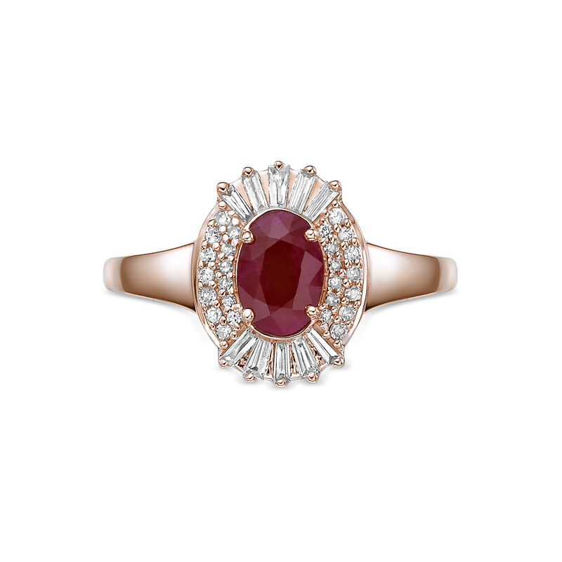 Oval-Cut Ruby & Diamond Ring in 10k Yellow Gold image number null