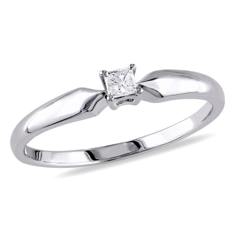 Princess-Cut 1/10ct Solitaire Engagement Ring in Sterling Silver image number null