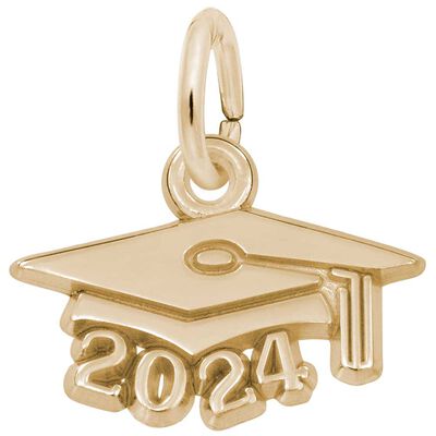 2024 Graduation Cap Charm in Gold Plated Sterling Silver