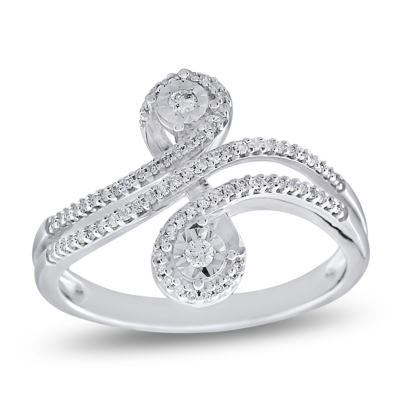 Diamond Teardrop Crossover Ring in 10k White Gold image number null