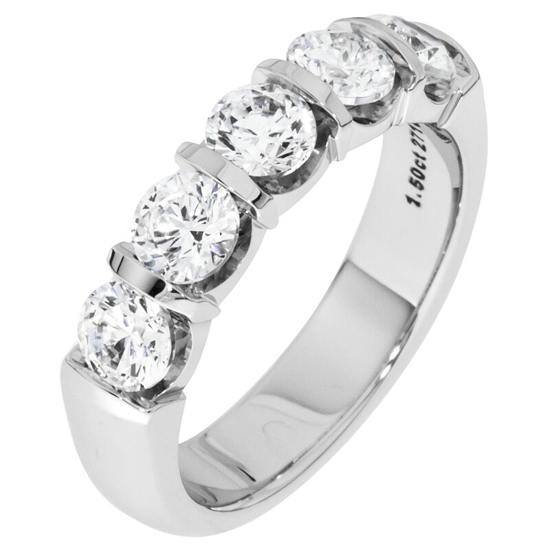Diamond 5-Stone 1.5 ctw. Wedding Band in 14K White Gold (GH, SI2) image number null