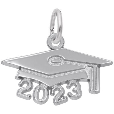 Large Graduation Cap 2023 in Sterling Silver
