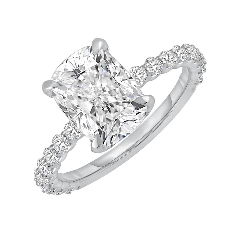 Elongated Cushion Lab Grown Diamond 3 3/4ctw. Classic Engagement Ring in 14k White Gold image number null