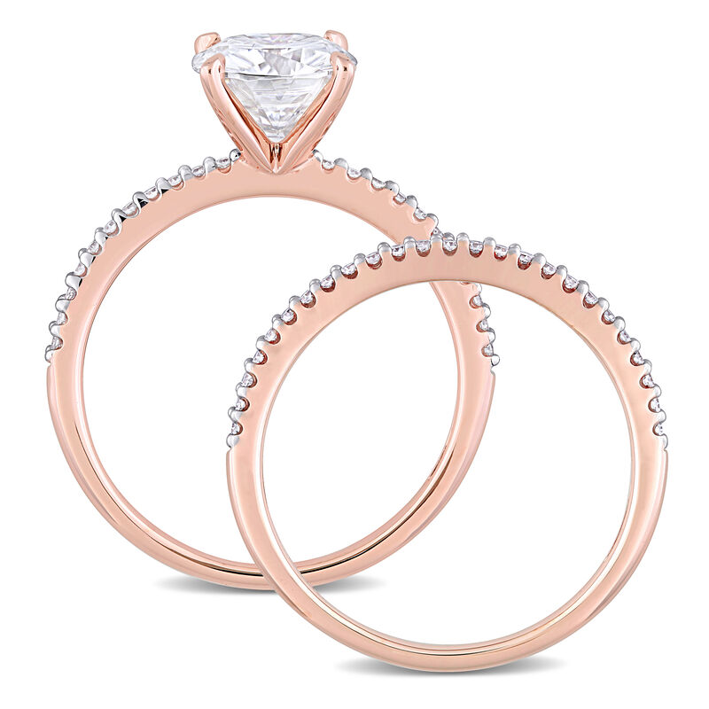 Cushion-Cut 2ctw. Created Moissanite Bridal Set in 14k Rose Gold image number null