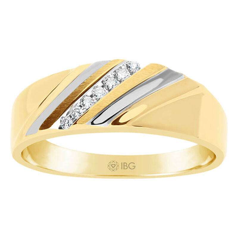 Men's Diamond & 10k Yellow Gold Wedding Ring image number null