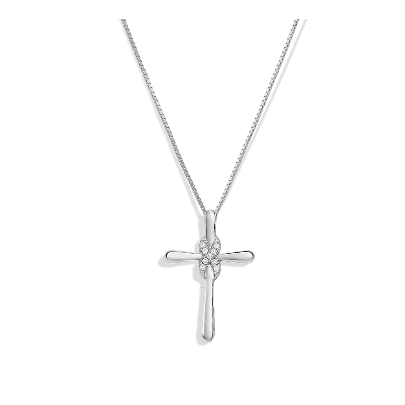 Infinity Diamond Cross in Sterling Silver image number null