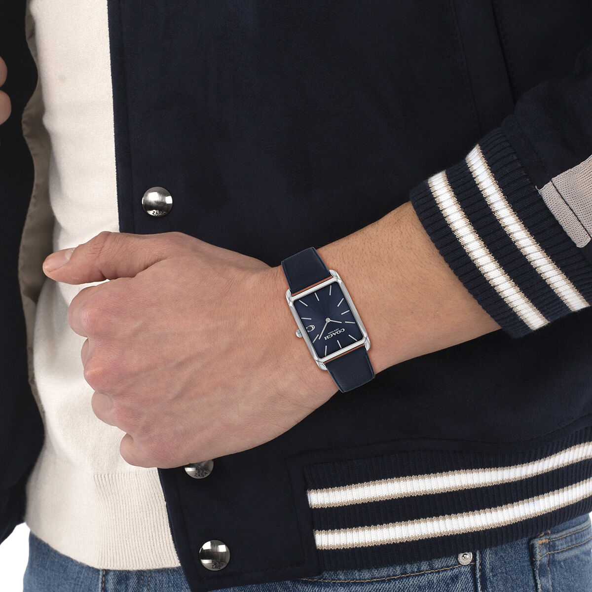 COACH 腕時計 ネイビー Coach Men's Navy Dial Navy Leather 32mm Watch 14400042