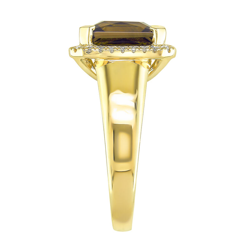 Cushion-Cut Smokey Quartz & Diamond Ring in 10k Yellow Gold image number null
