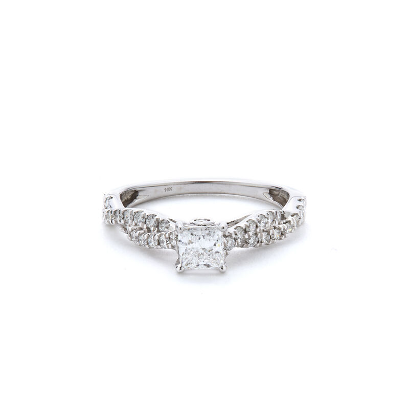 Lab Grown Princess-Cut Diamond 1ctw. Twist Bridal Set in 10k White Gold image number null